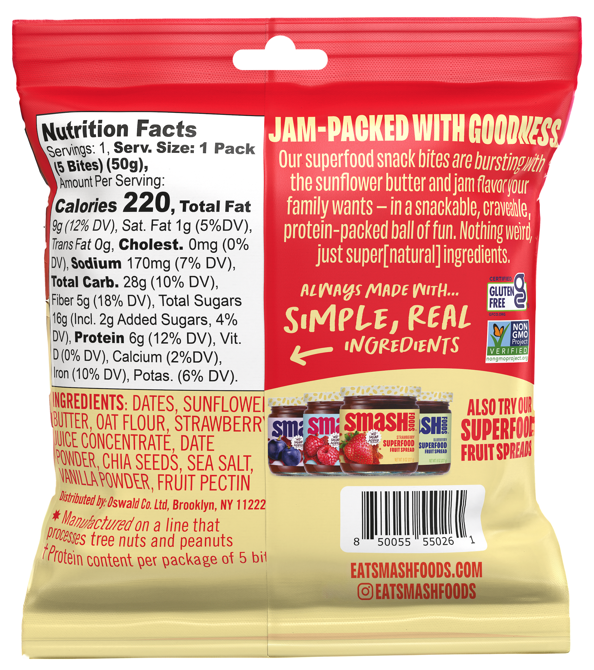 Smash Foods - Wholesale Snack Bar - Smash Snack Bites - Sunflower Butter & Strawberry1