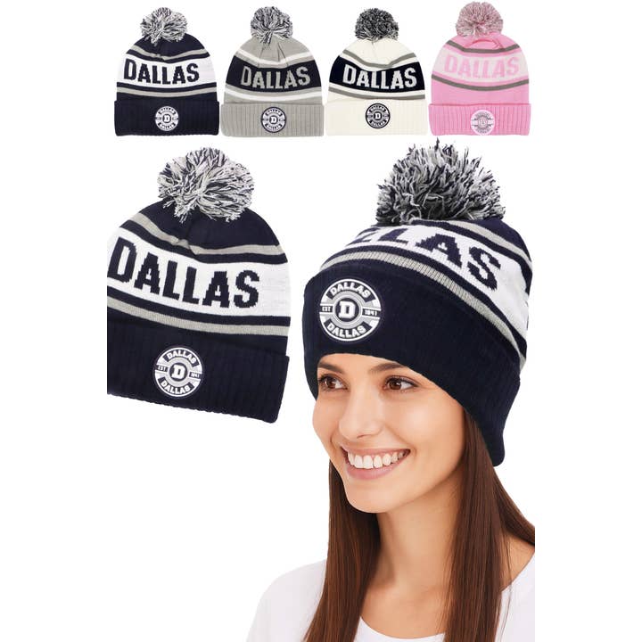 Cap Zone - Wholesale Beanie - Women's - Dallas D Logo Single Pom Cuffed Trooper Beanie3