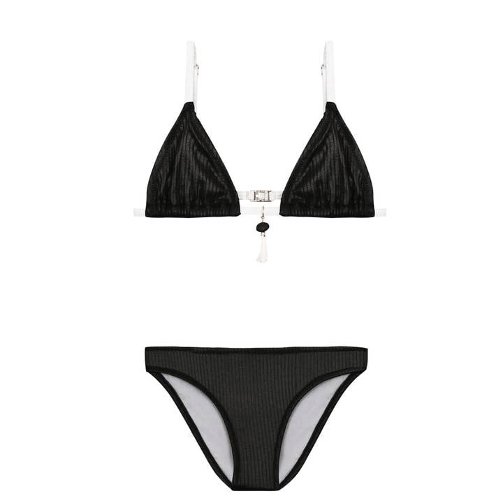 Maillot de bain deux pièces Rosalie Black & White junior pour la vente par Chipote Pas