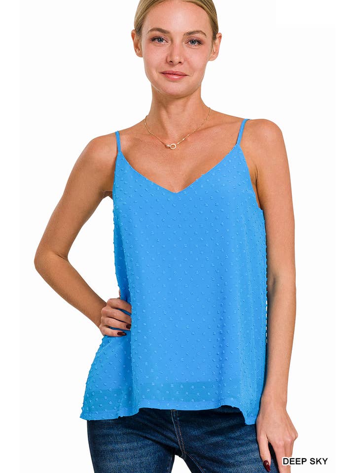 BLACK ",, Baby Swiss dots cami w/ adjustable straps for wholesale on Faire8