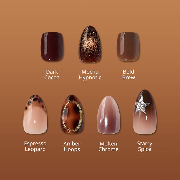 Leopard French Press On Nails | Short Almond Square Brown for wholesale by BTArtboxnails