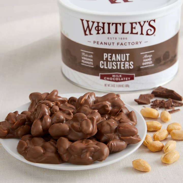Whitley's Peanut Factory - Wholesale Chocolate Covered Sweets - 10 oz. Tins Milk Chocolatey Covered Peanut Clusters