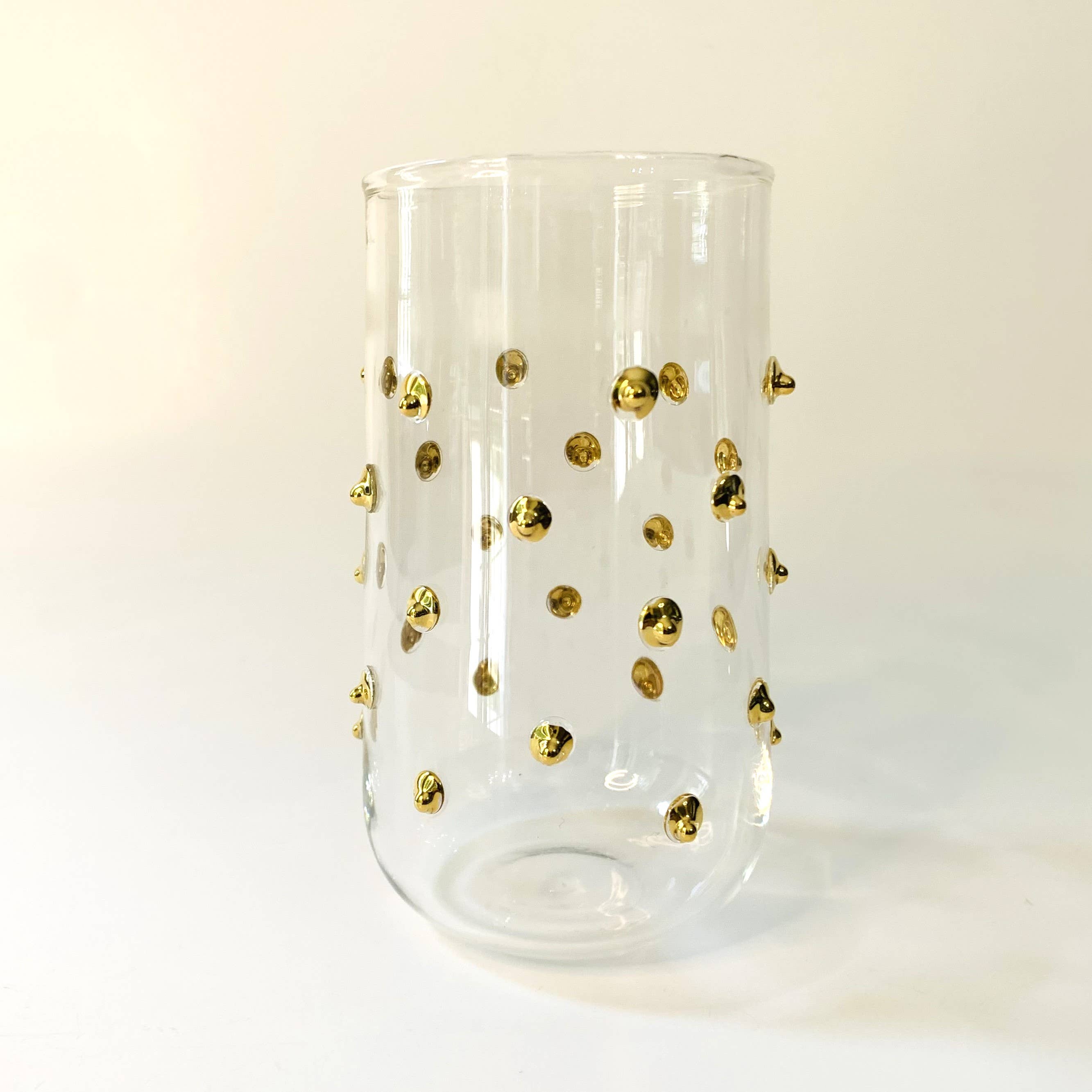 Dandarah – wholesale Drinking glass/cup – Blown Glass Stemless Glass - Gold Dots1