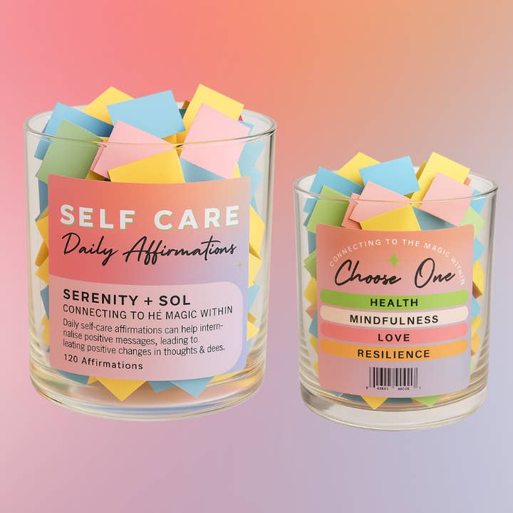 Serenity + Sol - Wholesale Meditation Supplies - Self Care Affirmation Jar
