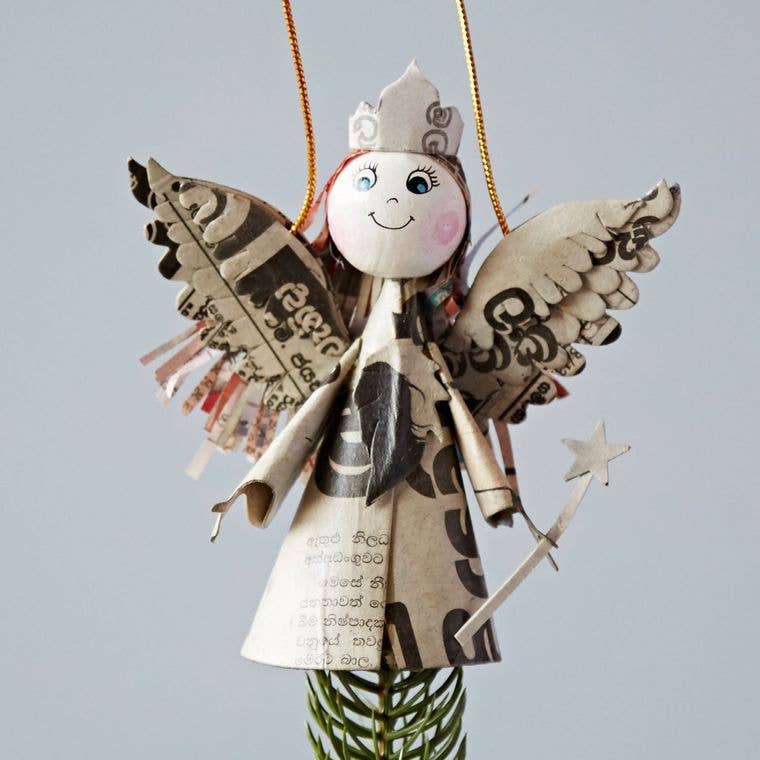 The Paper High Gift Company Limited – wholesale Ornament – Recycled Newspaper Angel Decoration - Christmas Ornament2