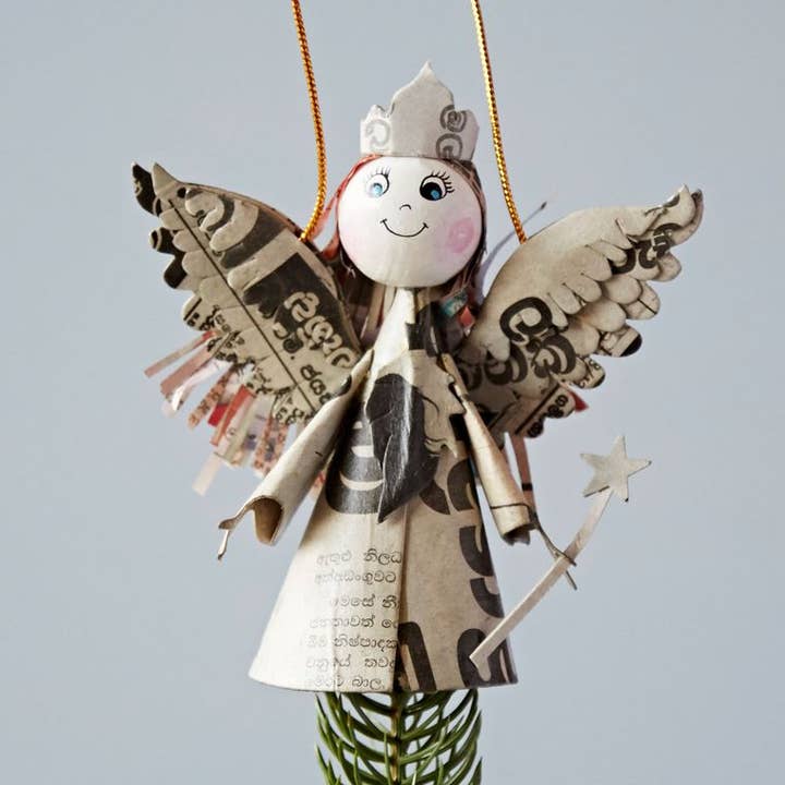 The Paper High Gift Company Limited – wholesale Ornament – Recycled Newspaper Angel Decoration - Christmas Ornament2