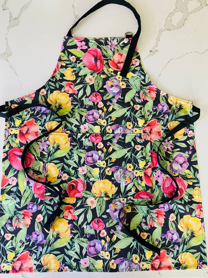 Full Bloom Black Apron (5 per order) for wholesale by Siemka Creations