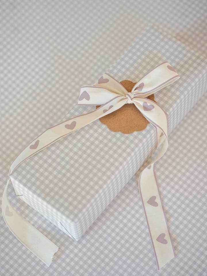 'Taupe Check' wrapping paper roll for wholesale by Parcel Paper