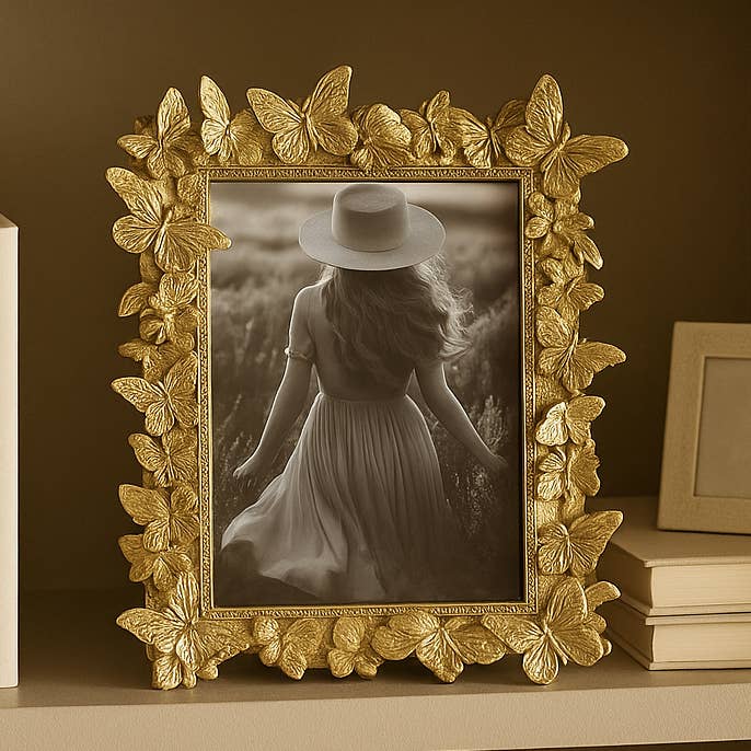 Cornice - Farfalla in Fiore in Poliresina Dorata 13x18 cm. per la vendita all'ingrosso da parte di Sagebrook Home