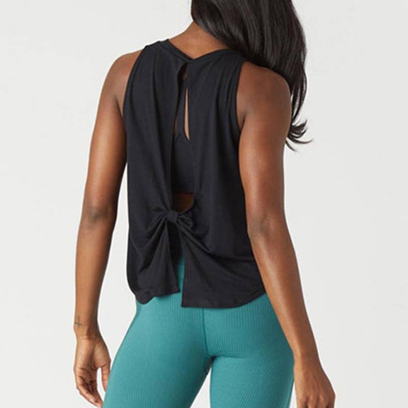 WONDERXFANS - Vendita all'ingrosso Canotta - Donna - Canotta senza maniche con schiena traforata e pieghe.1