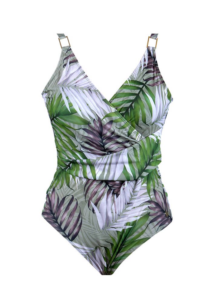 Seaspray Swimwear – Großhandel Badeanzug – Damen – Hawaii Palm Classic Badeanzug mit drapierten Trägern