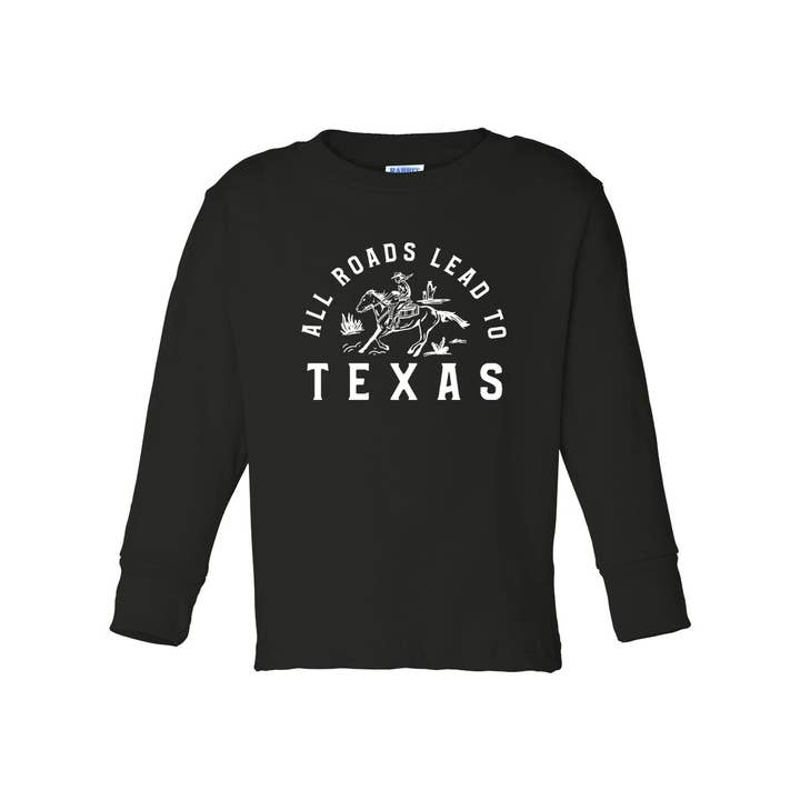 Youth All Roads Lead To Texas Long Sleeve Tee for wholesale by Made in Texas Co.