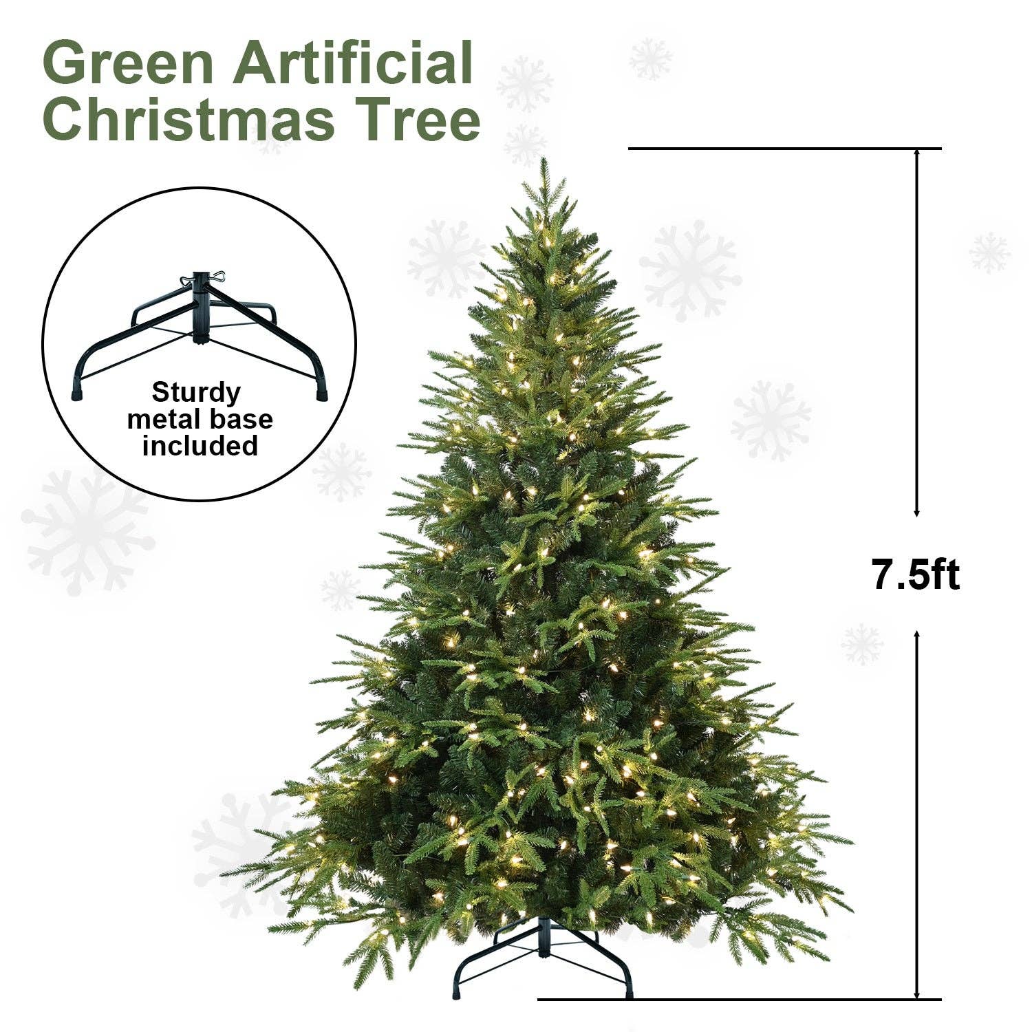 39F Inc. - Wholesale Artificial Christmas Tree - 6.5FT Prelit Christmas Tree with 450 Lights and 2225 Tips10