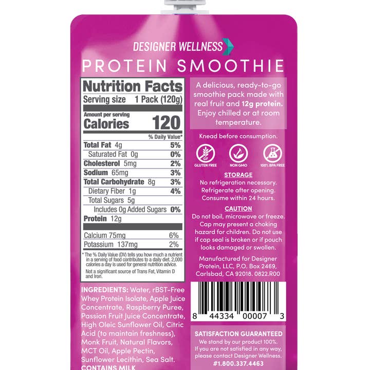 Designer Wellness - Wholesale Powdered health drink - Protein Smoothie - Raspberry Passionfruit 12 pack7