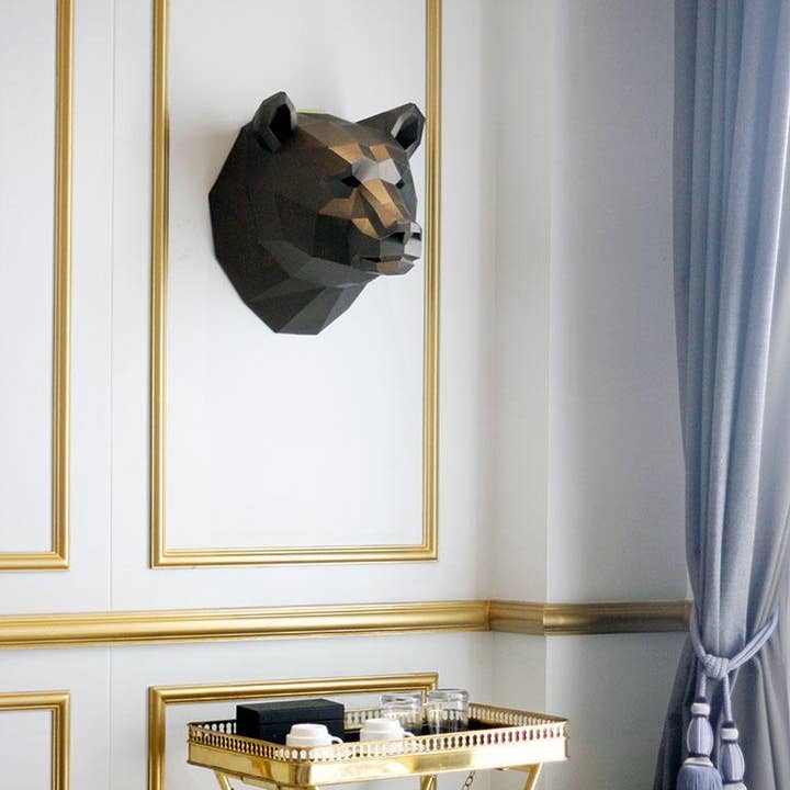PAPERCRAFT WORLD - Wholesale Wall Accent - 3D PaperCraft Bear Head Wall Art Origami Decor