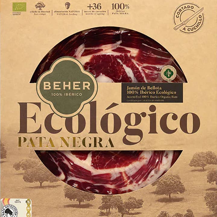 Made in Spain Gourmet - Wholesale Ham - Sliced 100% Iberian Pata Negra Organic Ham, Beher