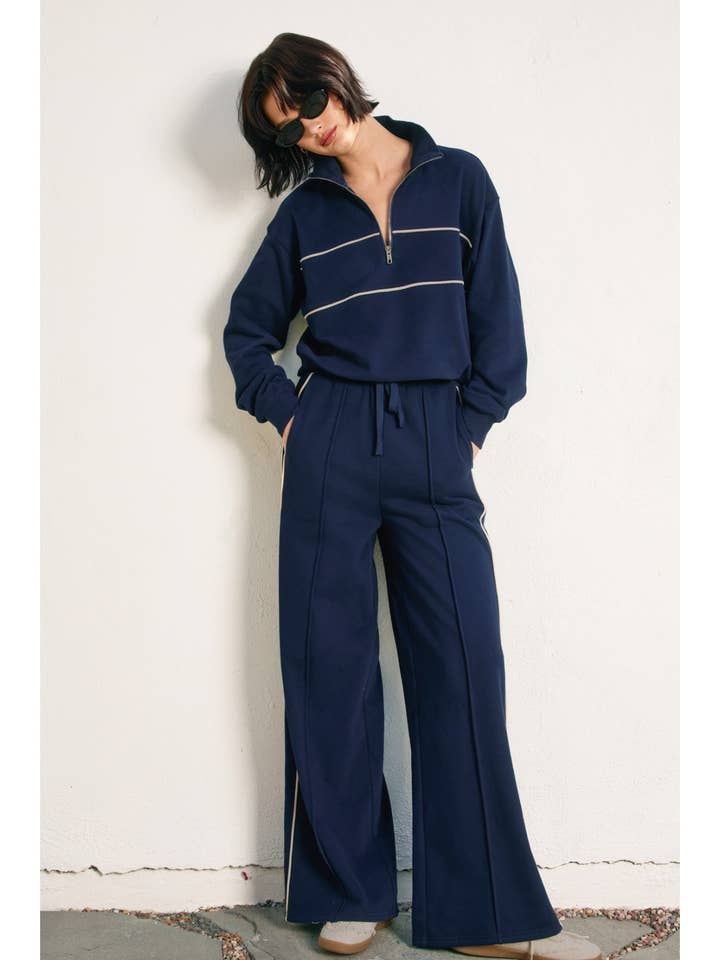 Dress Forum - Wholesale Pants - Women's - Track Stripe Wide Leg Sweatpants (1)3