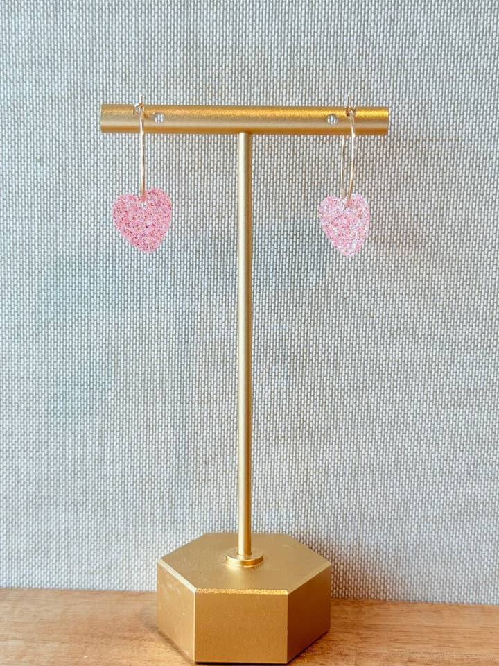 Mini Glitter Hjerte Hoop Øreringe for engroshandel hos Southern Designs by Kristy
