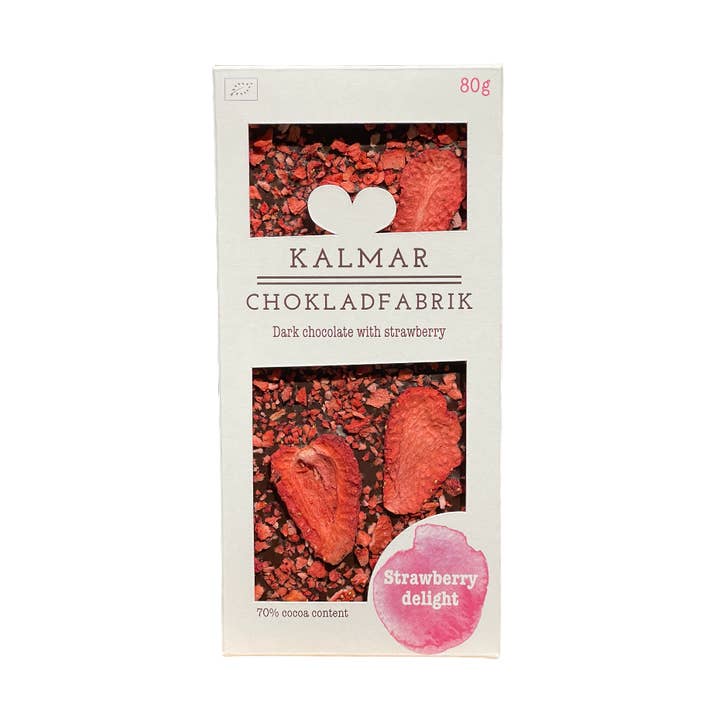 Delizia di cioccolato biologico con fragole per la vendita all'ingrosso da parte di Kalmar Chokladfabrik