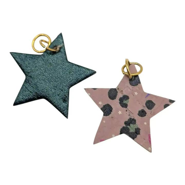 Green and pink flash mini star cork charms for wholesale by Trend Tonic Ltd