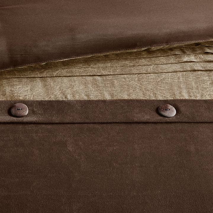 Olliix - Wholesale Bedding Set - Lodge Cabin Microsuede 7-Piece Comforter Set, Brown3