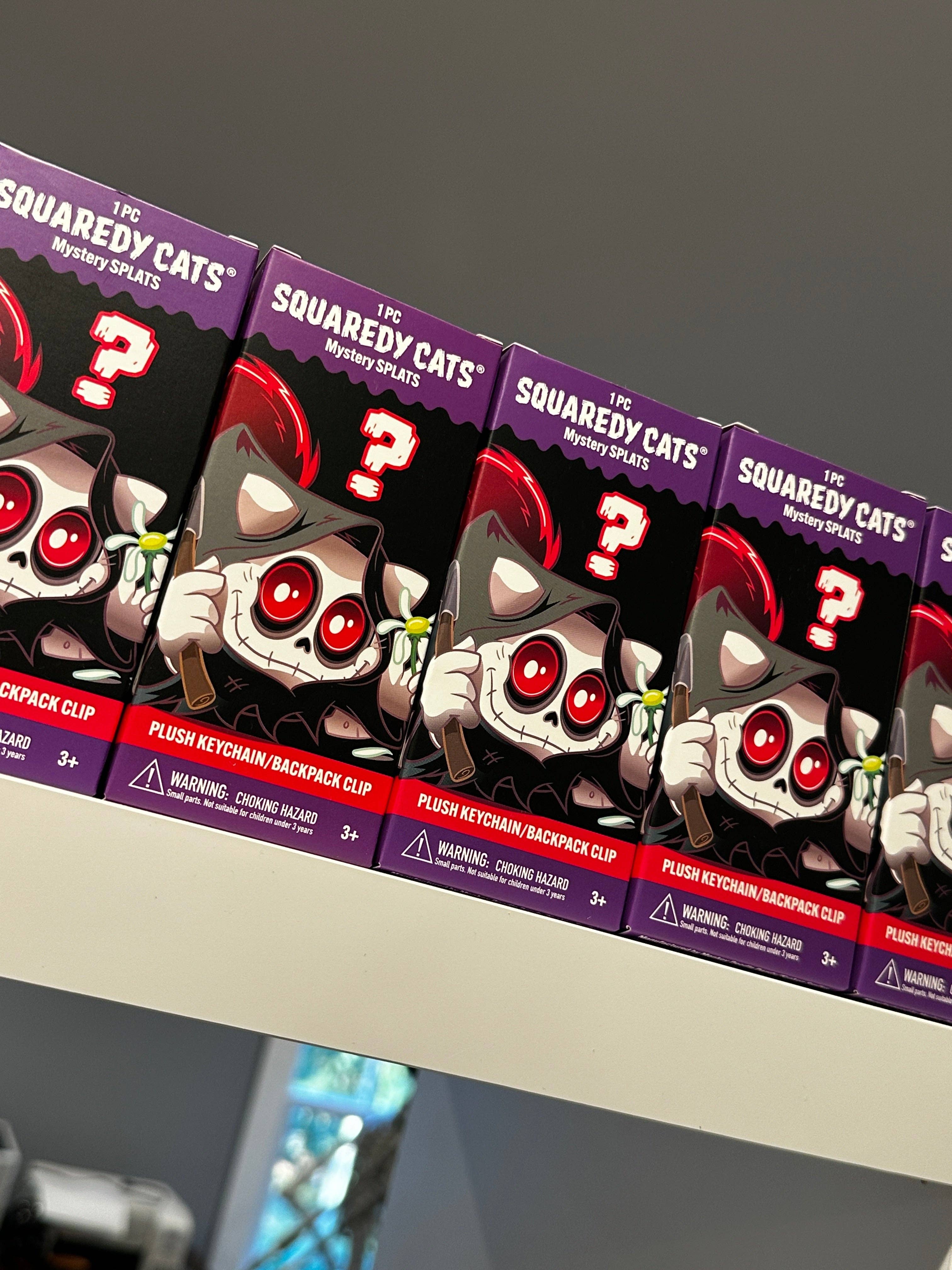 Squaredy Cats - Wholesale Keychain - Unisex - 0h_New! 10 Pack Squaredy Cats Mystery Splats Plush Keychain/Backpack Clip in mystery box SET11