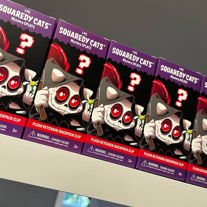 Squaredy Cats - Wholesale Keychain - Unisex - 0h_New! 10 Pack Squaredy Cats Mystery Splats Plush Keychain/Backpack Clip in mystery box SET11