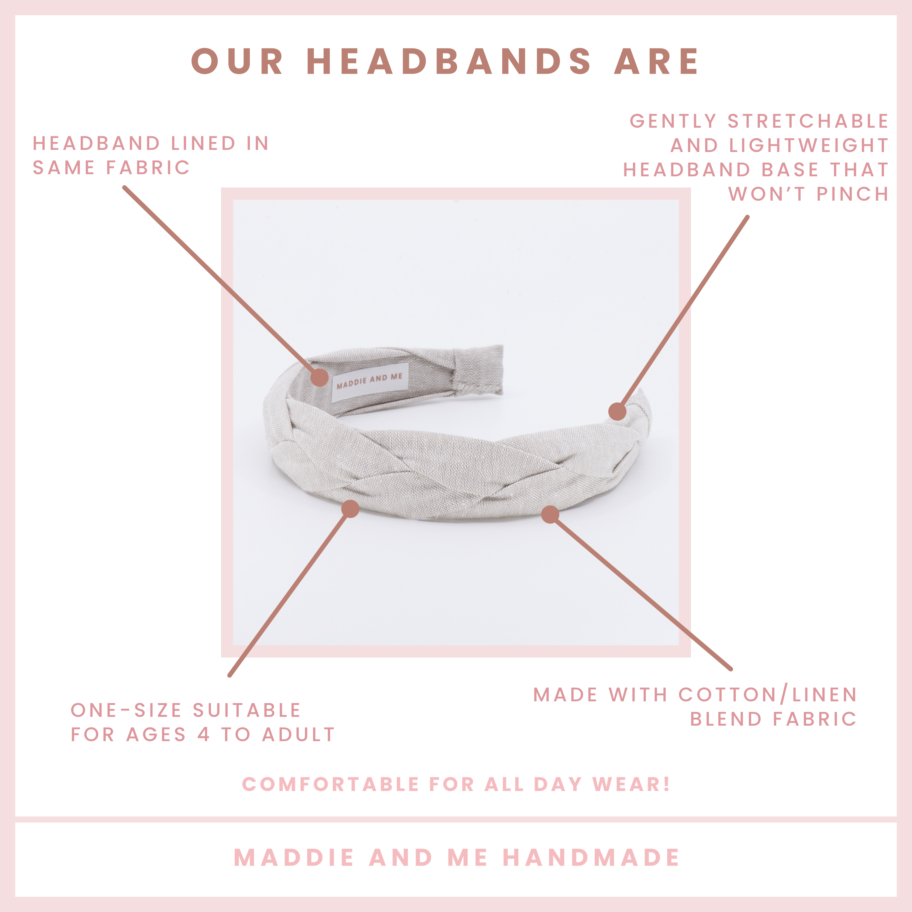Maddie and Me Handmade - Wholesale Fashion Headband - Women's - Neutral Spring Braided Alice Band | Khaki Women's Headband3