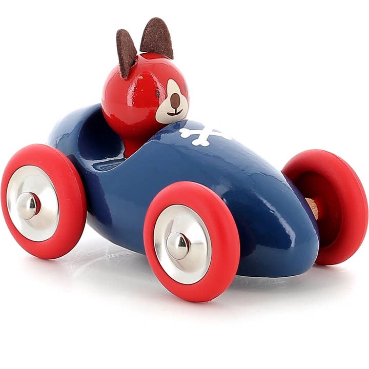 Vilac - Lucien the Dog In Its Car Push Along Toy for wholesale by Hippychick