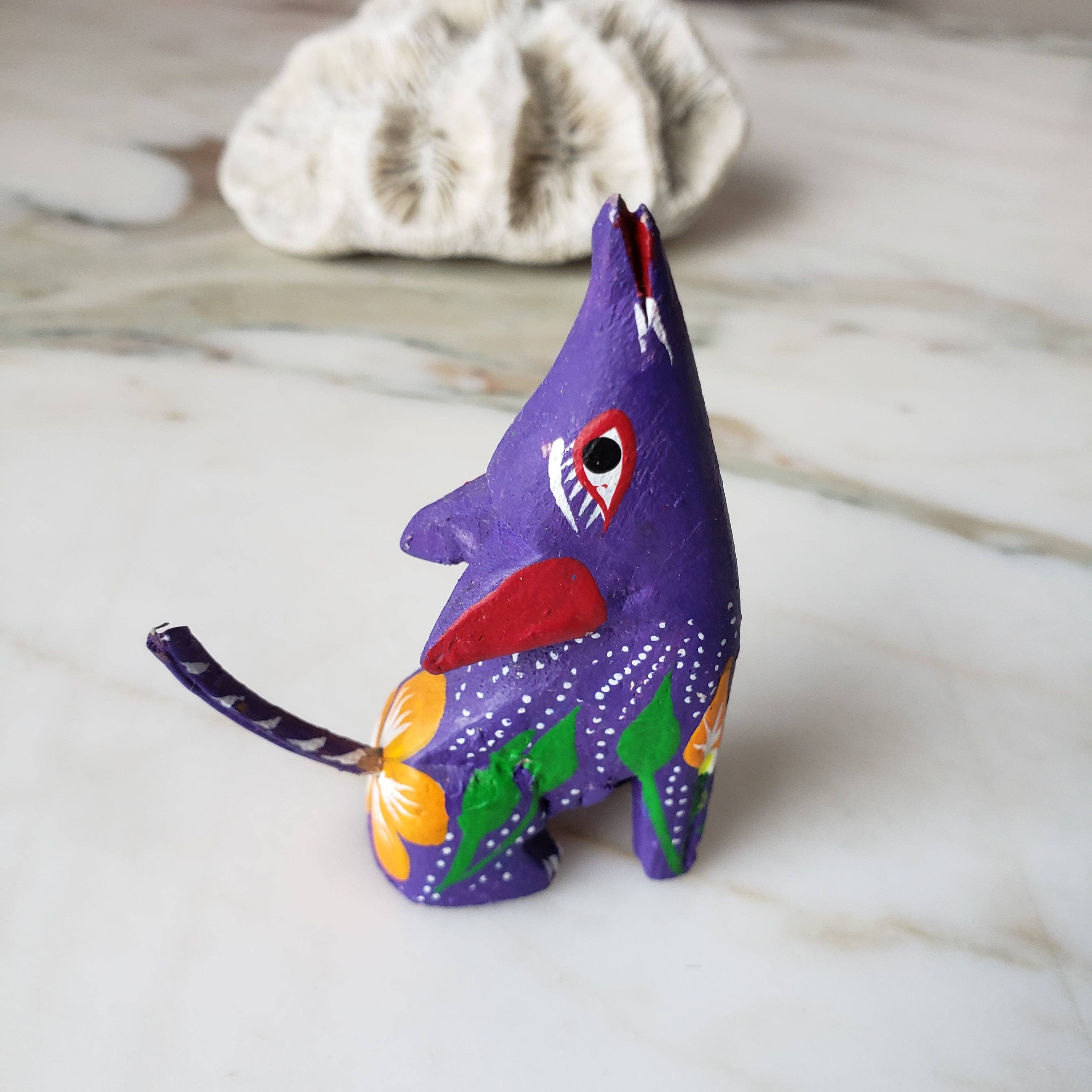 The Little Pueblo - Wholesale Decorative Figurine - Oaxacan Alebrije Coyote Mini Wood Carving Mexican Hand Painted20
