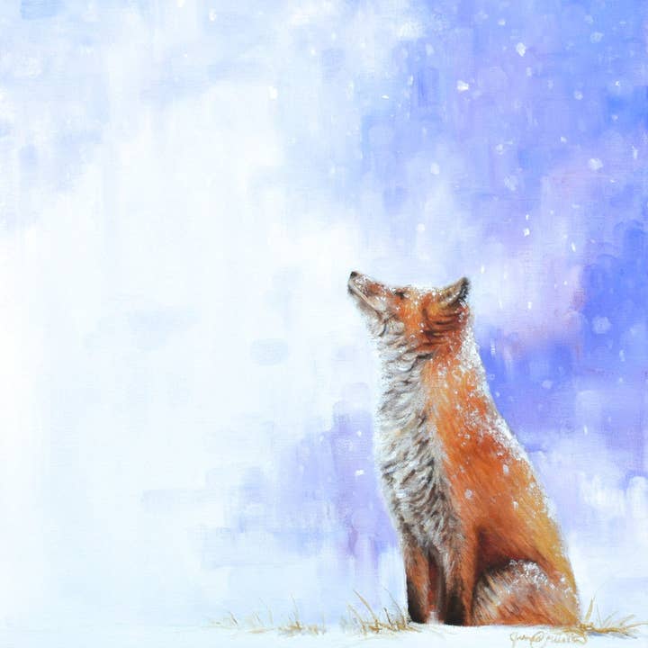 Hush - Fox in Winter Snow Wildlife Animal Canvas Art Print for wholesale by James Corwin Fine Art