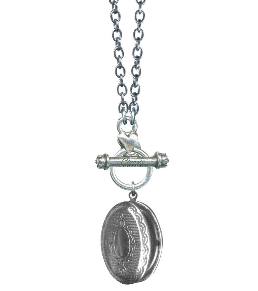 Classic Hardware - Wholesale Locket Necklace - Oval Locket Rockware Necklace with Toggle Closure