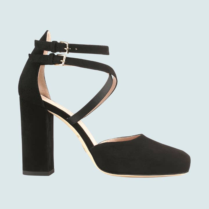 Sapatilhas 'BABE' inspiradas na dança clássica com salto de veludo preto por atacado de SOPHIE BENEL PARIS