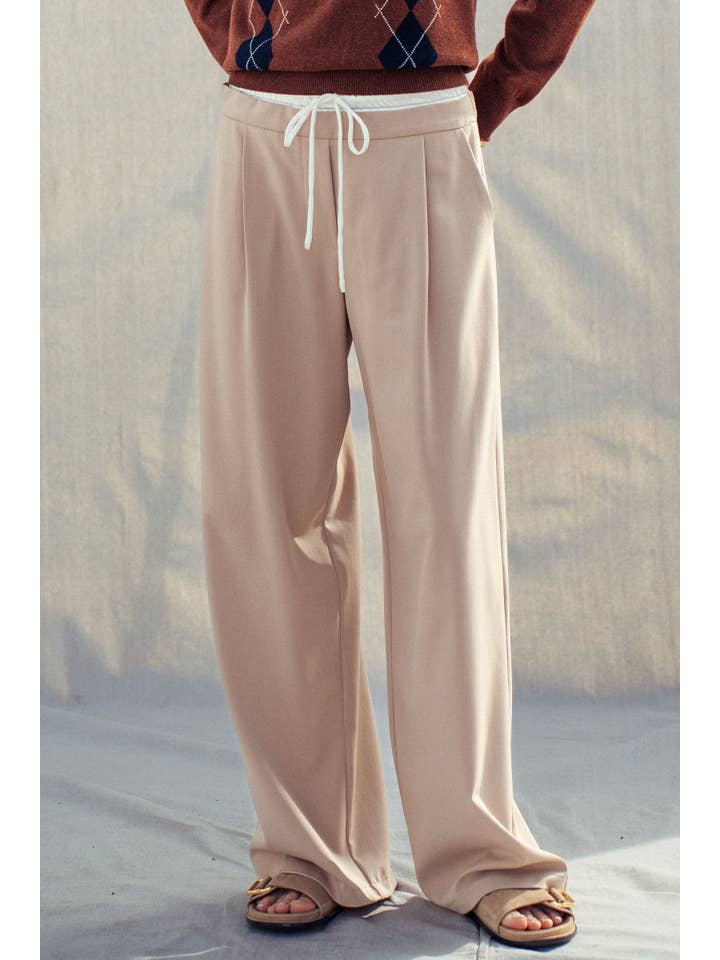 Urban Daizy - Wholesale Pants - Women's - Relaxed Wide-Leg Drawstring Trousers