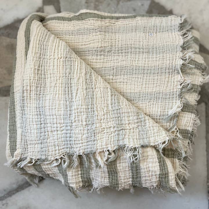 loom.ist - Wholesale Throw blanket - Muslin Striped Blanket13
