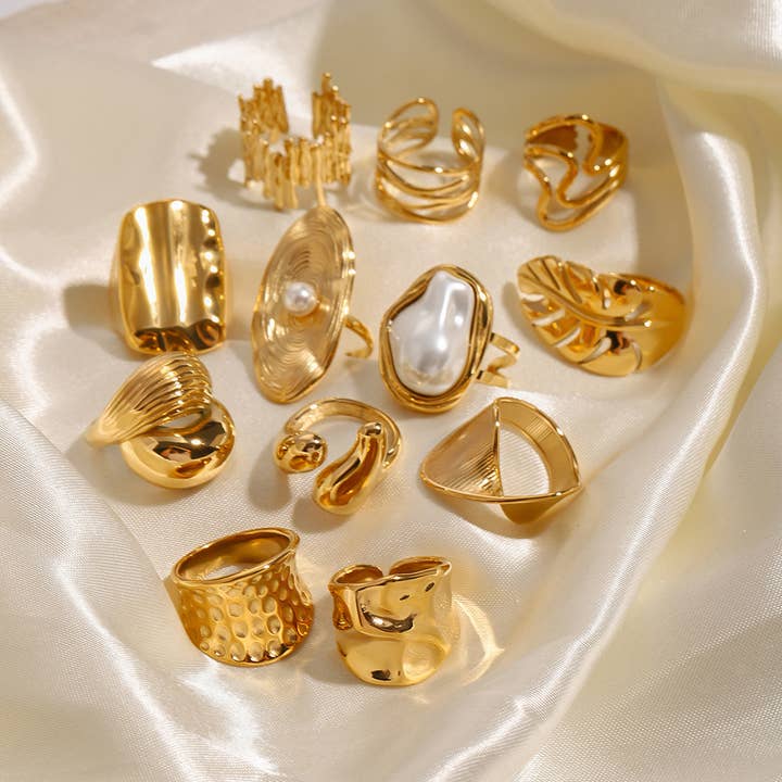 Anel de Declaração com Pérola Esculpida por atacado de Lyonlee