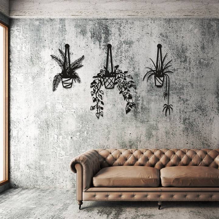 benjashop – Großhandel 3D-Wandkunst – Hängende Blumen-Metallwand-Kunst, moderne Skulptur im Freien5