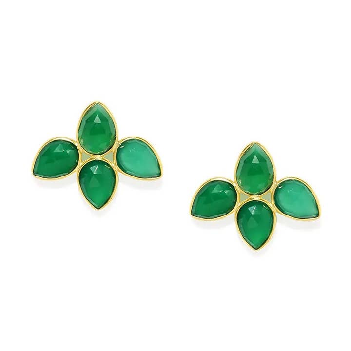 Boucles d'oreilles en argent sterling 925 serties d'onyx vert pour la vente par DIAJEWELS USA LLC