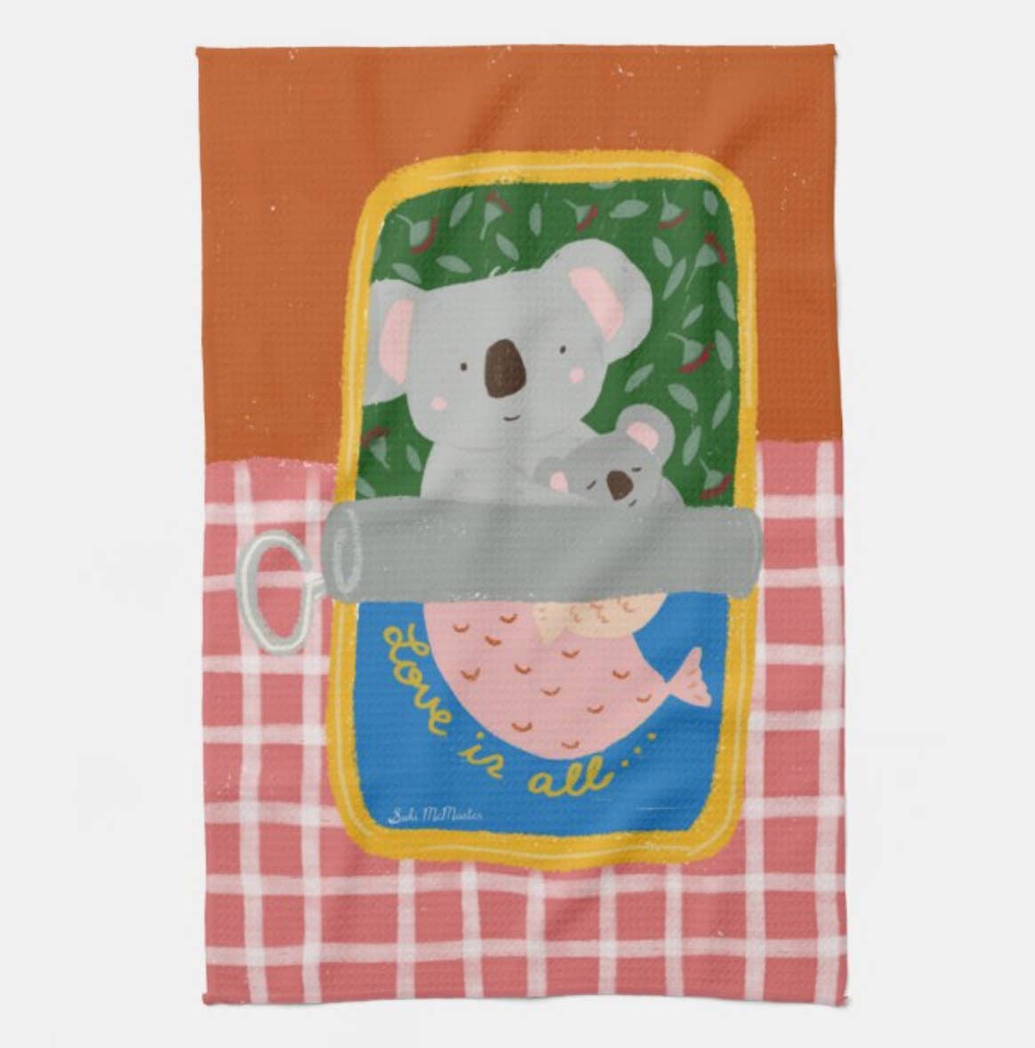 Suki McMaster - Wholesale Tea towel - Kitchen Tea Towel - Koala Sardine by Suki McMaster (NEW)