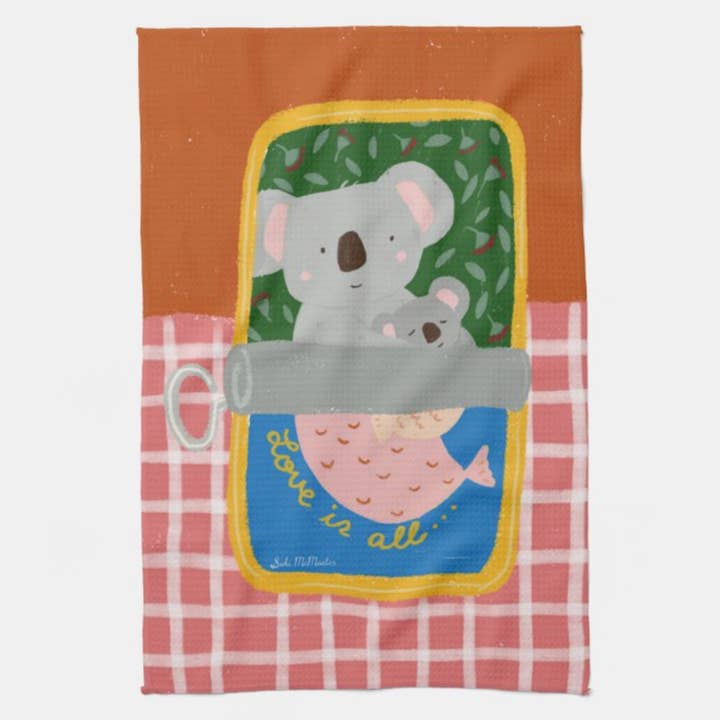 Kitchen Tea Towel - Koala Sardine by Suki McMaster (NEW) for wholesale by Suki McMaster