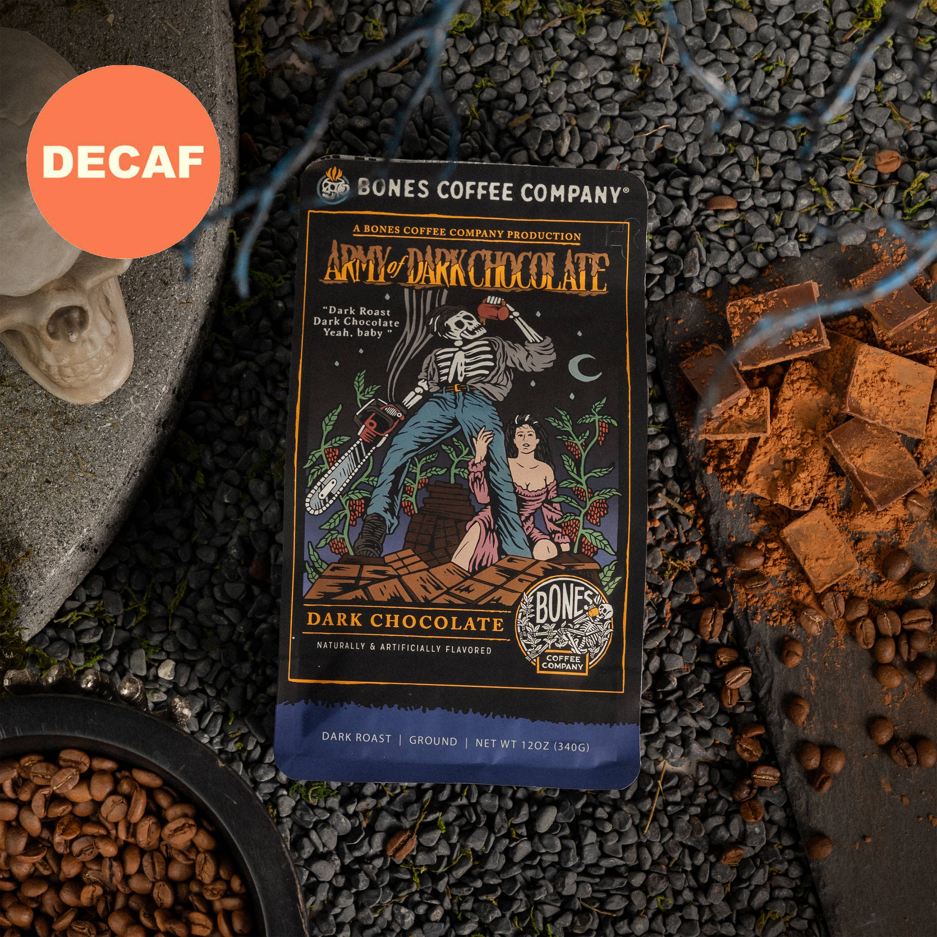 Bones Coffee Company - Wholesale Coffee Beans - Decaf Army of Dark Chocolate Flavored Coffee | 12oz7