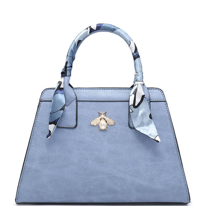 Ellas Trading - Vente Sac à main avec poignée sur le dessus – femme - Sac cabas épaule en soie avec abeille dorée1