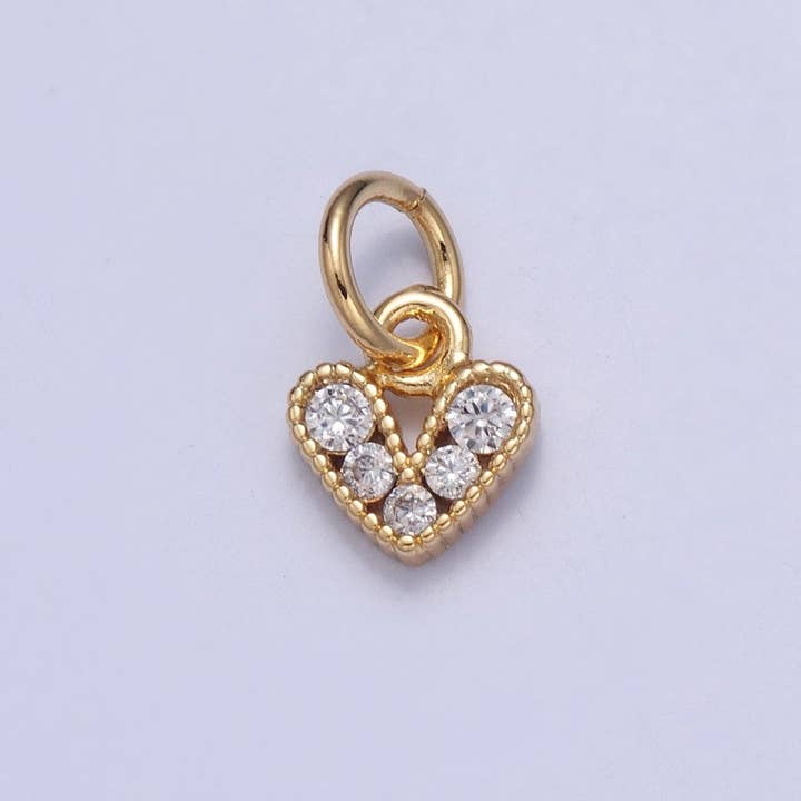 Mini Micro Pavé Corazón de Circonita Cúbica Encanto Amor Suministro de San Valentín para Fabricación de Joyas | X-808 para venta al por mayor de Aim Eternal