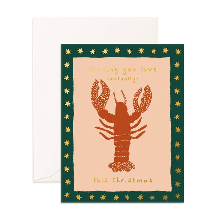 Love Actually Lobster Greeting Card for wholesale by Fox & Fallow