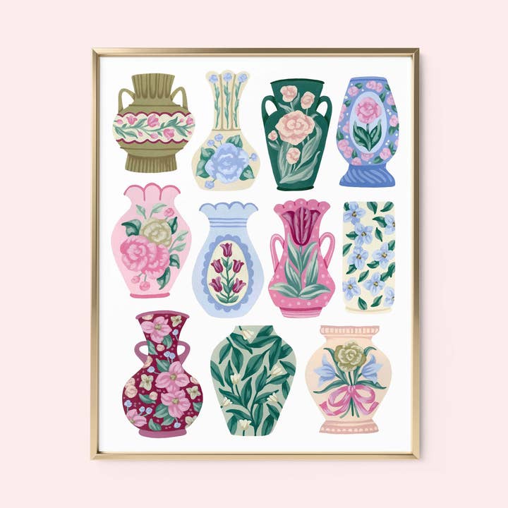 Colorful Vase Collection Art Print for wholesale by Mia Whittemore