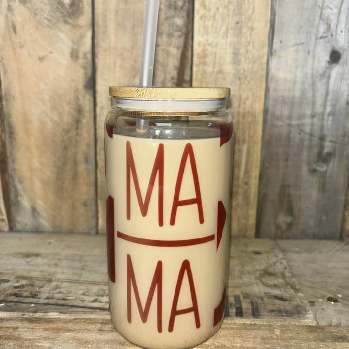 Sage & Soil – Großhandel Trinkglas/Tasse – Braune Kuhdruck Mama Klarglasbecher1