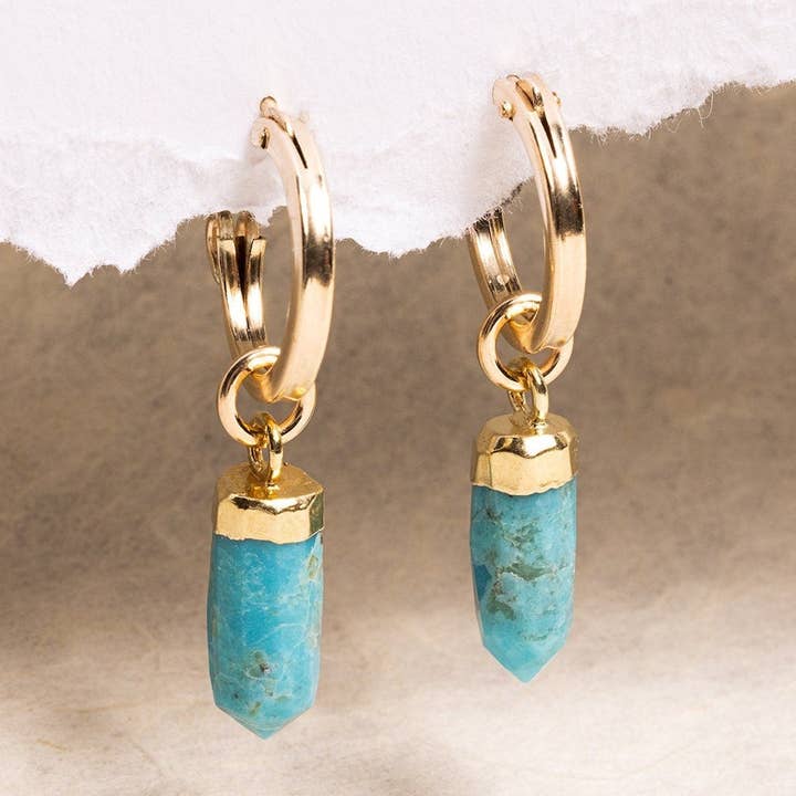 Turkooise gouden hoepeloorbellen voor wholesale door Soul & Little Rose