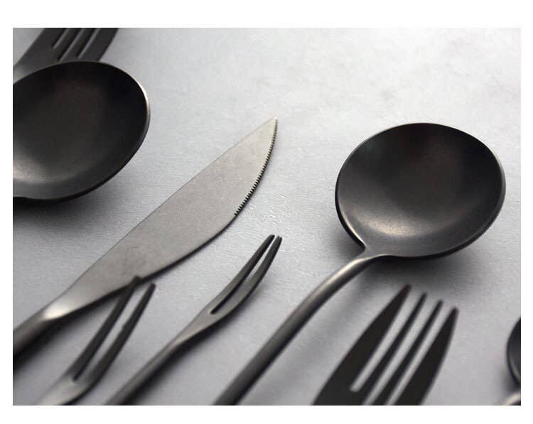Gohobi （We cover U.S. import duties） - Wholesale Assorted Cutlery Set - Gohobi A Set of 5 Pieces Black Stonewashed Cutlery1