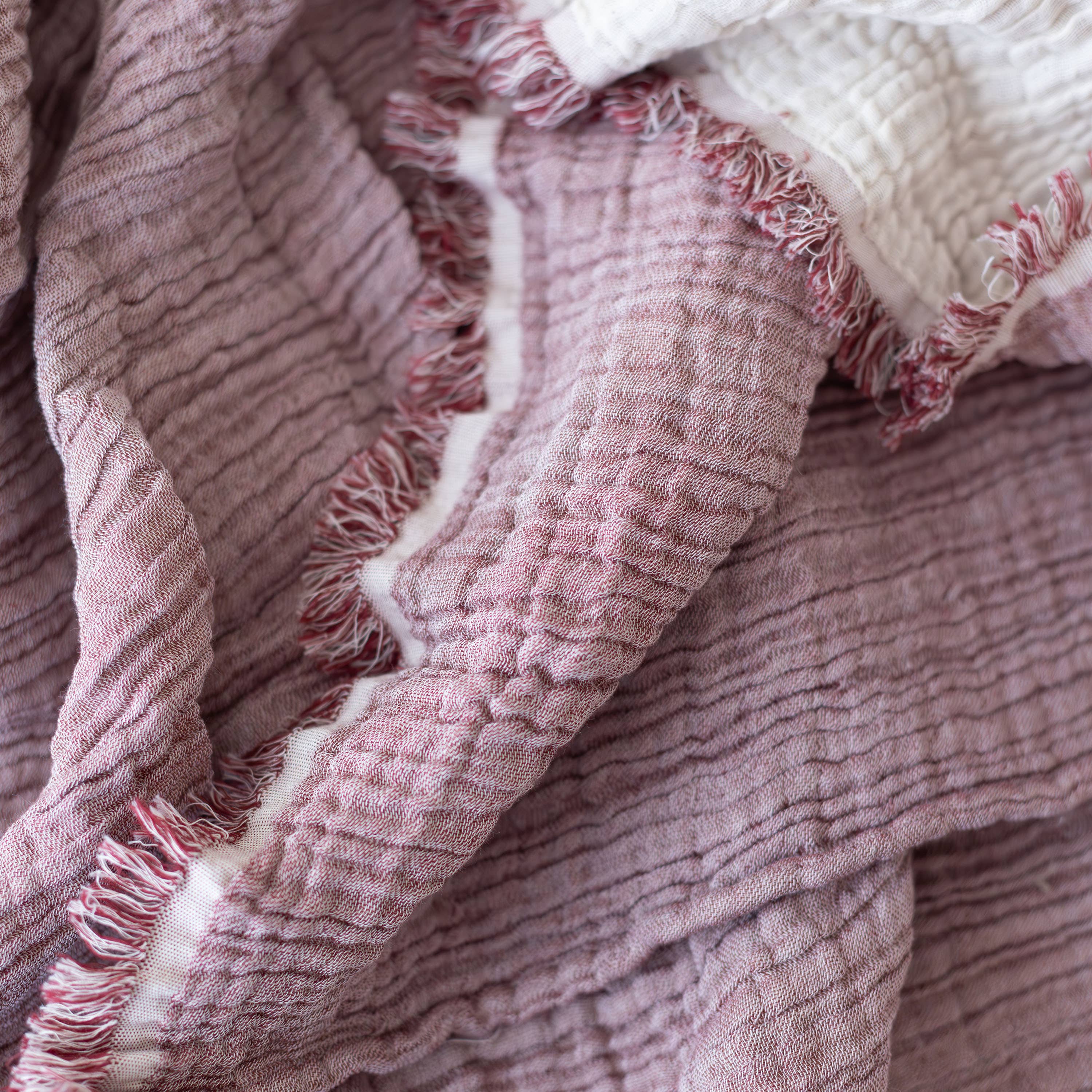 Vivamaison - Vente Plaids - Couvre-lit en mousseline frangé 100 % coton doux, 4 couches premium73