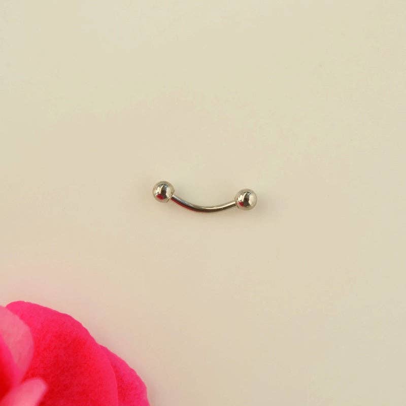 StockJWL - Wholesale Single Earring - Eyebrow Bar Piercing Curved Barbell Vertical Labret Piercing Rook Daith Cartilage Helix Tragus 6mm 8mm 10mm 12mm8